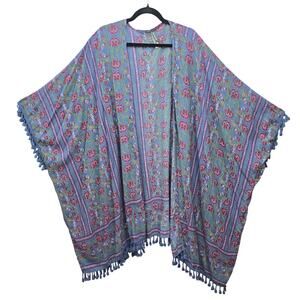 Adore Me Womens Bohemian Floral Kimono Swim Cover-up Travel Beach Coastal Vacay